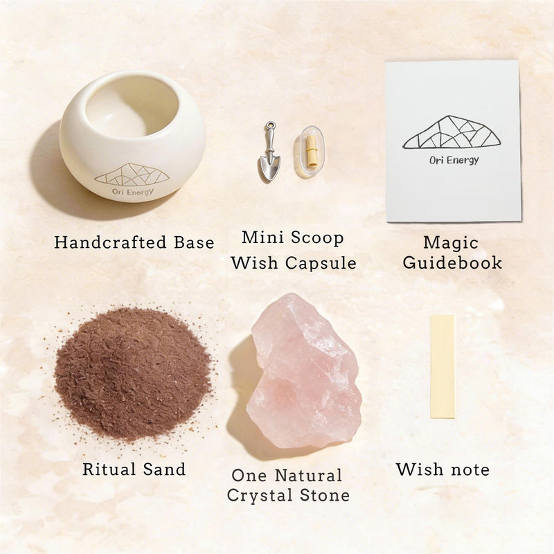 Interactive Rose Quartz Wish Capsule Set - Aesthetic Crystal Desk Decor, Stress Relief Mindfulness Gift, Romantic Love Energy Wish Bottle for Women & Bedroom Accessories (Pink)