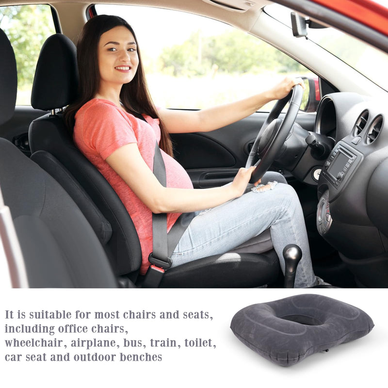 [Australia] - Inflatable Hemorrhoid Pillows, Donut Pillow for Tailbone Pain, Adjustable Inflatable Seat Cushion for Bed Sores, Postpartum Pregnancy, Car Seat, Airplane, 17.7'' x 15.4'' x 4.3''(Grey) 