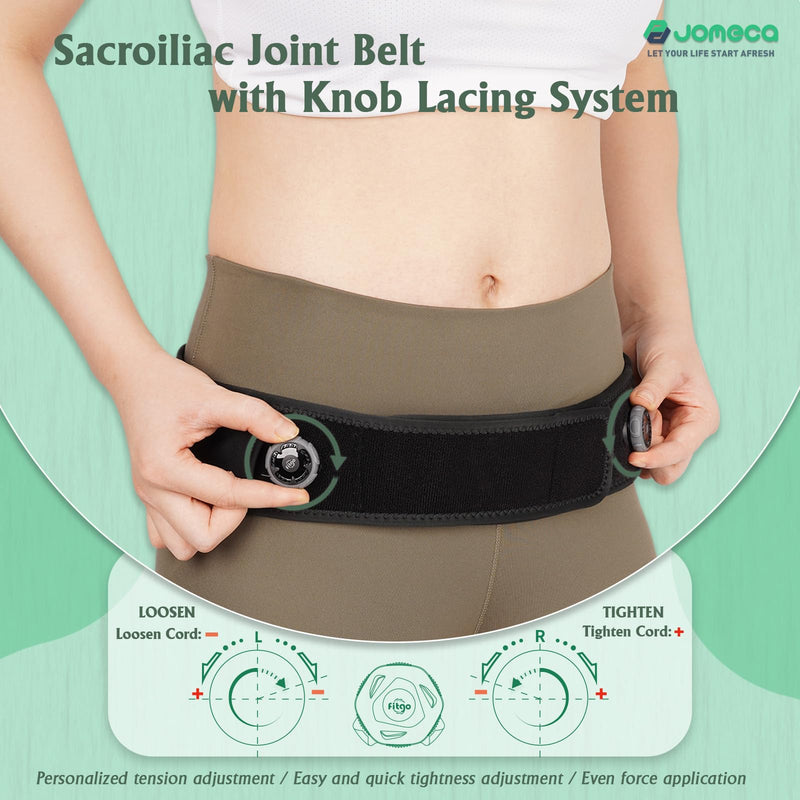 Knob Adjustable Sacroiliac SI Joint Hip Belt Brace for Women and Men - Compression Pelvic Belt Support for Lower Back, Hip, Sciatica, Pelvic Pain (Medium) Medium