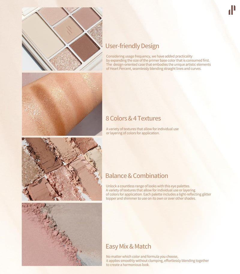 [Australia] - Heart Percent Dote On Mood Eye Palette, Matte & Glitter Nudy Theme Soft & Elegant Look Makeup Eyeshadow (04 Another Nude Facets) 04 Another Nude Facets 