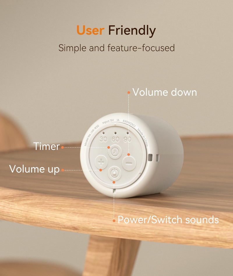 [Australia] - Dreamegg White Noise Sound Machine - Portable Sound Machine for Baby Adults, Travel Sound Machine for Sleep, 16 Nature Sound, Timer, White Noise Machine for Sleeping Office Privacy Home Gift Cream 