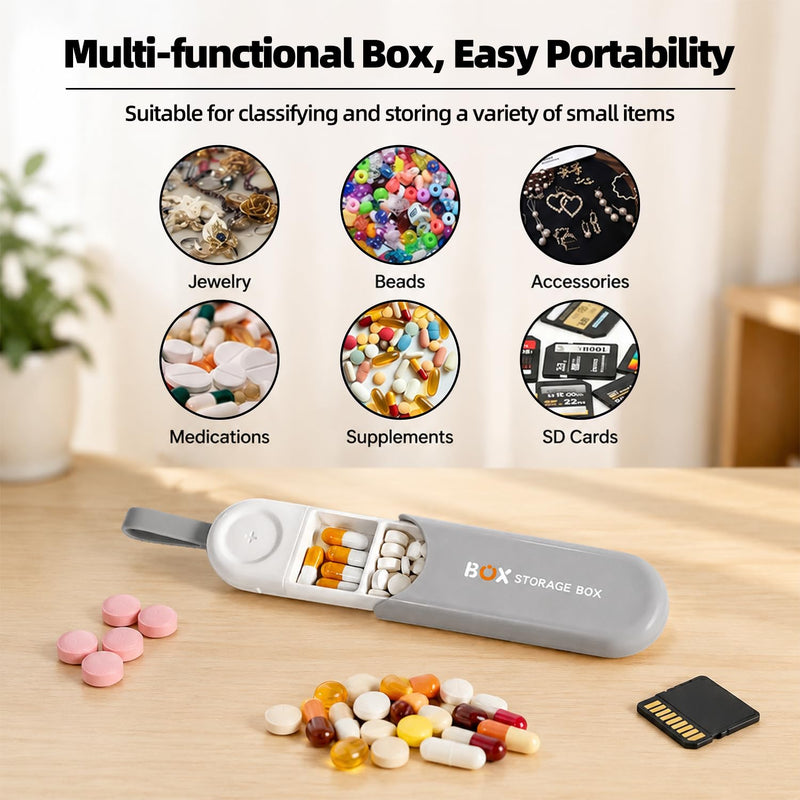 3 Compartment Mini Pill Box, Portable Pill Container, Keychain Pill Holder for Pocket Purse, Daily Portable Medicine Vitamin Container, Fish Oil Supplement Holder(Grey 2) Gray