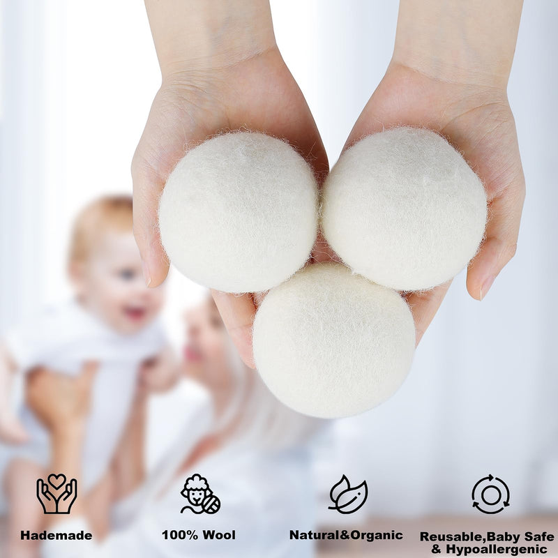 [Australia] - 8-Pack Premium Wool Dryer Balls - Reusable XL Natural Fabric Softener, Reduces Clothing Wrinkles, Pet Hair & Static Cling, Wool Balls Replaces Dryer Sheets,Laundry Wool Balls for Dryer 
