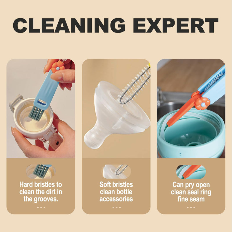[Australia] - 3 in 1 Cup Lid Gap Cleaning Brush Set, Bottle Cleaning Brush Multifunctional Bottle Cleaner Brush Home Kitchen Cleaning Tools, 3PCS 3pcs Mix 