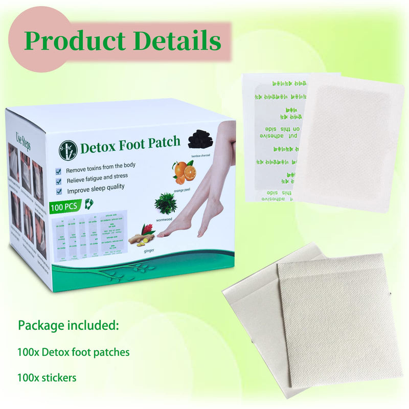 [Australia] - Detox Foot Plasters Detox Plasters - Pack of 100 Natural Detox Plasters Feet Detox Plasters Feet Foot Pads for Stress Relief, Detoxification, Cleansing, Improving Sleep Quality 