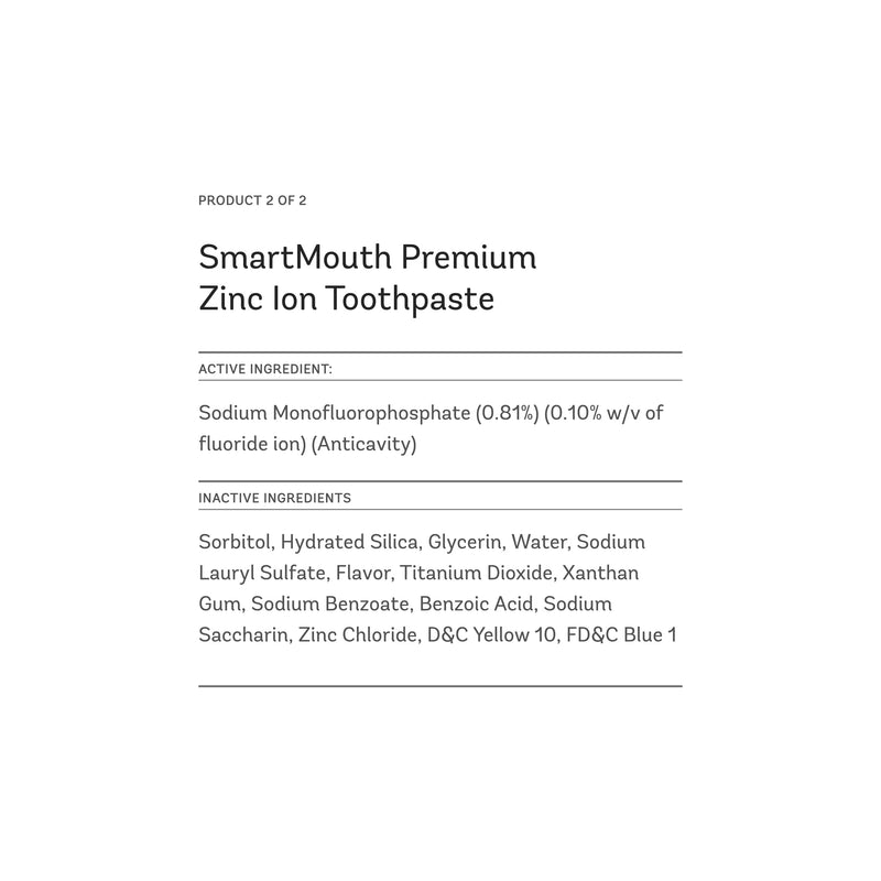 SmartMouth Original Activated Mouthwash Single Packs & Premium Zinc Ion Toothpaste