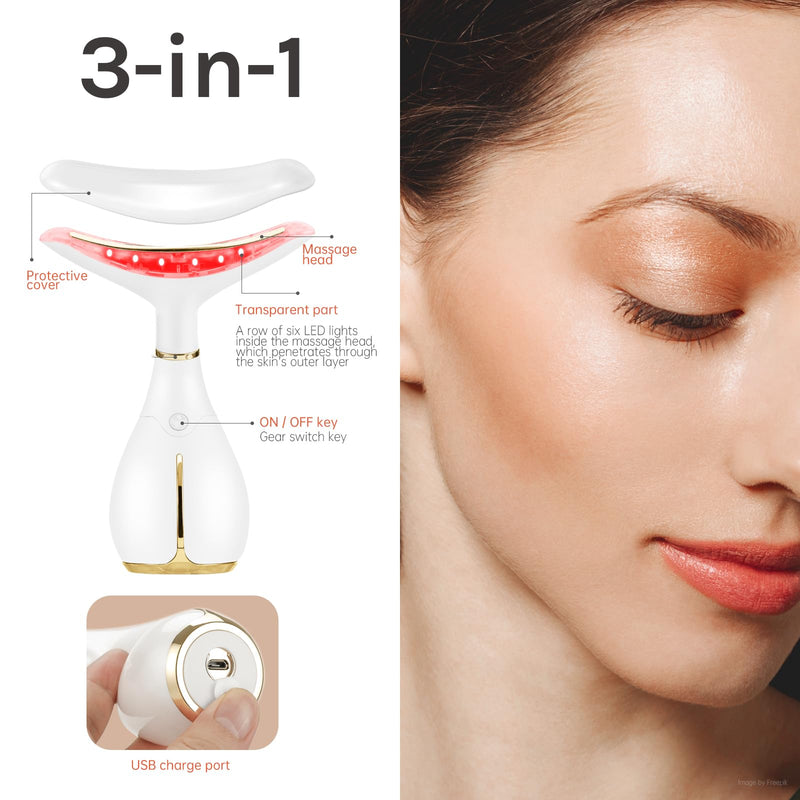 Red Light Facial Massager, Skin Care Tools for Face & Neck Beauty Device, 3 in 1 Face Massager Tool with LED, Thermal, Vibration, Tightenings, Rejuvenation for Women