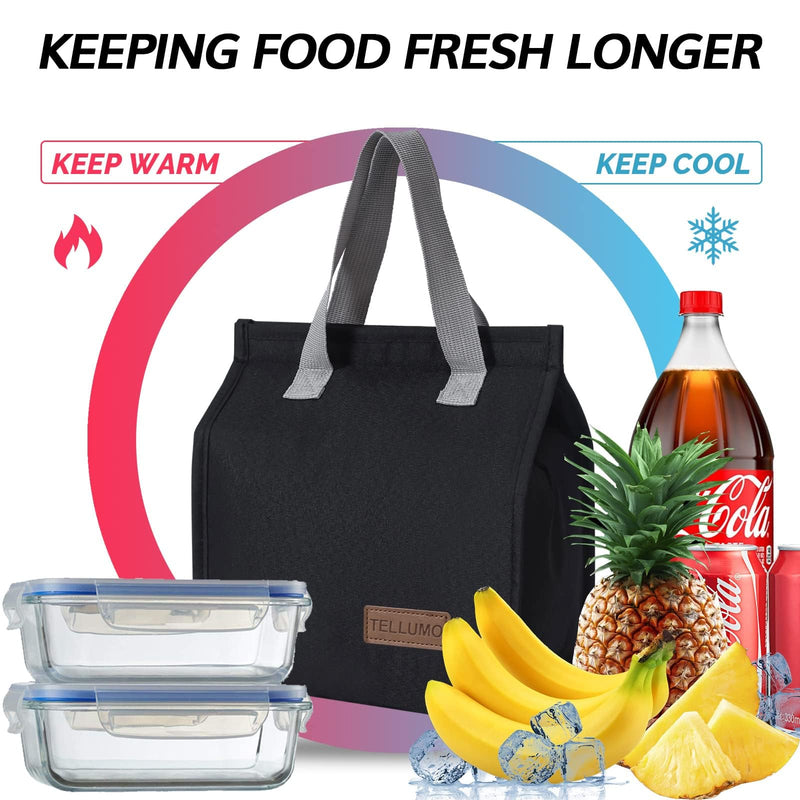 [Australia] - TELLUMO Lunch bag, Insulated Lunch Bag for Women Men Large Lunch Box Container Reusable Leakproof Tote for Office, Work, School, Beach or Travel (Dark) Dark 