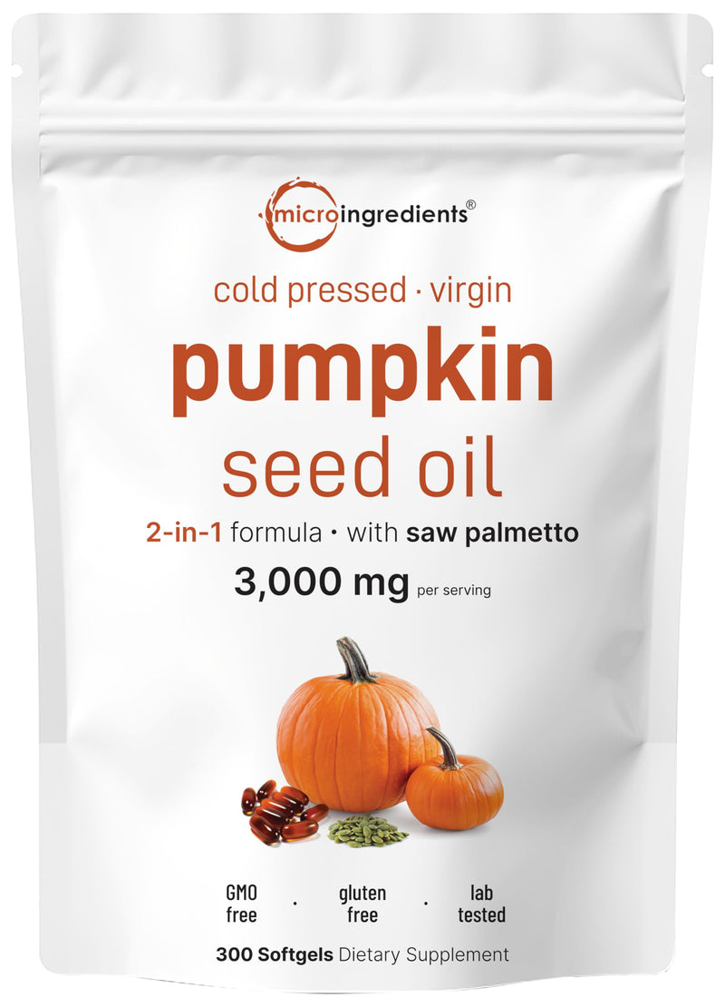 [Australia] - Pumpkin Seed Oil with Saw Palmetto, 3000mg Per Serving, 300 Softgels | Cold Pressed, Pure Virgin Oil, Essential Fatty Acids & Phytosterols | Supports Hair, Urinary, Bladder & Prostate Health | Non-GMO 300 Count (Pack of 1) 