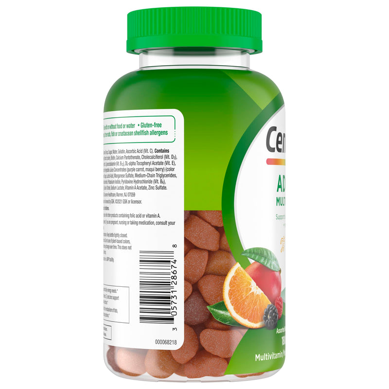 Centrum MultiGummies for Adults, Assorted Fruit Flavors, 180 Count | Contains B Vitamins, Vitamin C, Vitamin E and Antioxidants, Supports Healthy Immune Response, GLP-1 Support New 180 Count (Pack of 1)