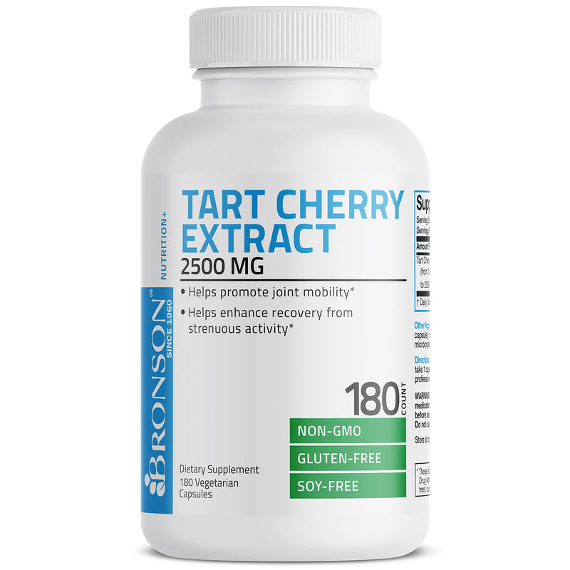 [Australia] - Bronson Tart Cherry Extract 2500 mg Vegetarian Capsules with Antioxidants and Flavonoids Non-GMO, 180 Count Unflavoured 180 Count (Pack of 1) 