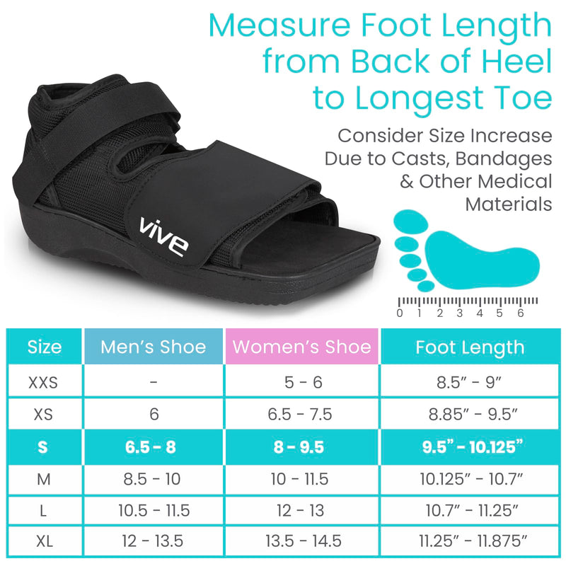 [Australia] - Vive Post Op Shoe - Lightweight Medical Walking Boot with Adjustable Strap - Orthopedic Recovery Cast Shoe for Post Surgery, Fractured Foot, Injured Toes, Stress Fracture, Sprains - Left or Right Foot Small 