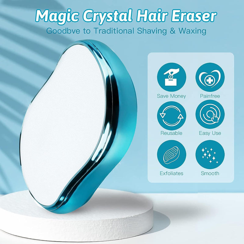 Crystal Hair Eraser, Painless Exfoliation Epilator, Blue, Not Water Resistant, 1 Count, Battery Powered, Hair Removal Tool
