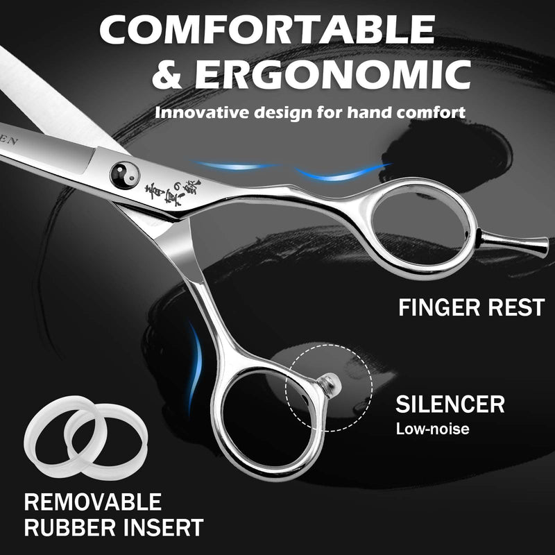 Professional Hair Cutting Scissors - 6” SUS440A Stainless Steel Hair Shears for Cutting - Convex Blade for Ultra-Sharp Smooth Cuts for Hairdressing, Barbers, Salon Home Stylists