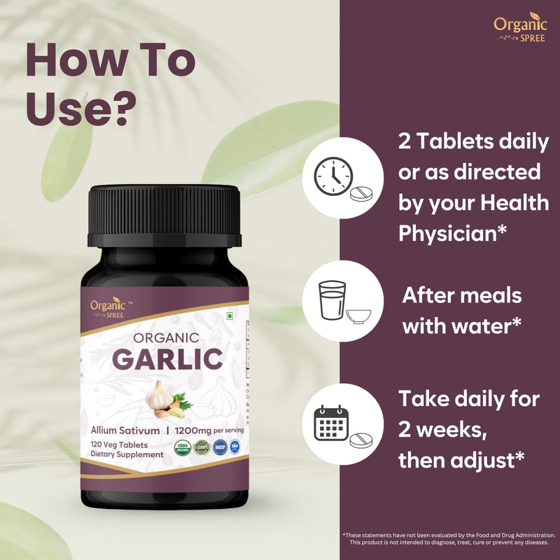 ORGANIC SPREE Garlic 120 Tablets | Allium Sativum (Garlic) | USDA Organic Certified | Dietary Supplement - 120 Tablets* (1)