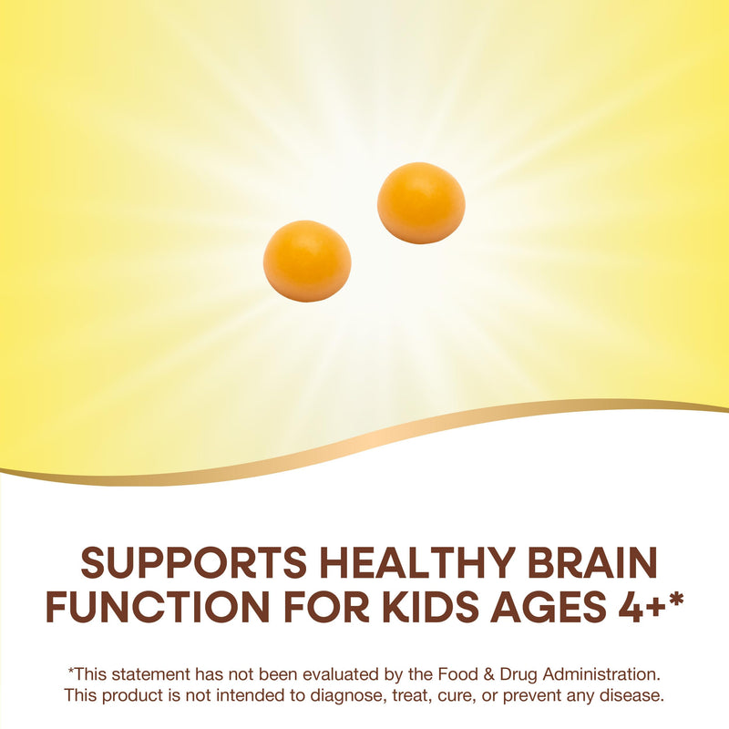 Nature's Way Kids Brain Builder Gummies, Ages 4+, Lemonade Flavored, 60 ct | Supports Healthy Brain Function*, with Choline and Phosphatidylserine, B-Vitamins for Children, Gluten-Free