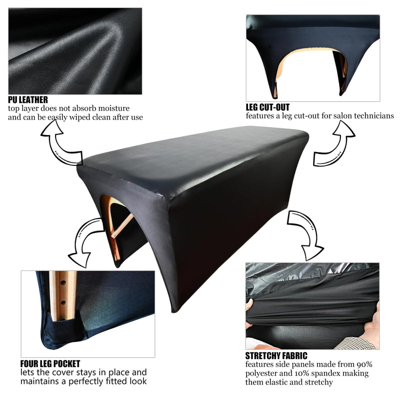 [Australia] - 32Inch Lash Bed Cover 1 Pack|PU Leather Massage Table Cover|Soft Comfortable Spa Bed Cover for Salons Spa Home Use Black 32in-1pcs 