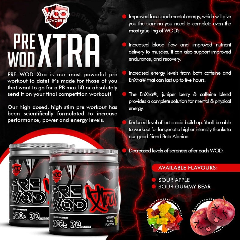 PRE WOD Xtra 300g | Pre Workout Supplement for Functional Fitness (Sour Gummy Bear)