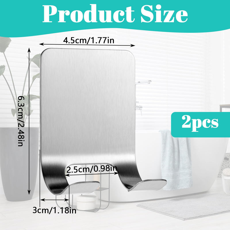 [Australia] - ElevateTech Razor Holder Shower Pack of 2 Self-Adhesive Razor Hooks Robust Storage Hook No Drilling Stainless Steel Razor Holder Waterproof Wall Hook Shower Hook for Razor Loofah 