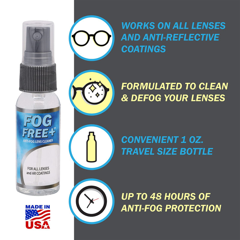 [Australia] - Fog Free Plus Anti-Fog Spray for Glasses - Lens Cleaner and Defogger - Effective on All Lenses and Anti-Reflective Coatings - Prevents Fog on Eyeglasses, Sunglasses, AR Coatings - 1 oz. (29.5 mL) 