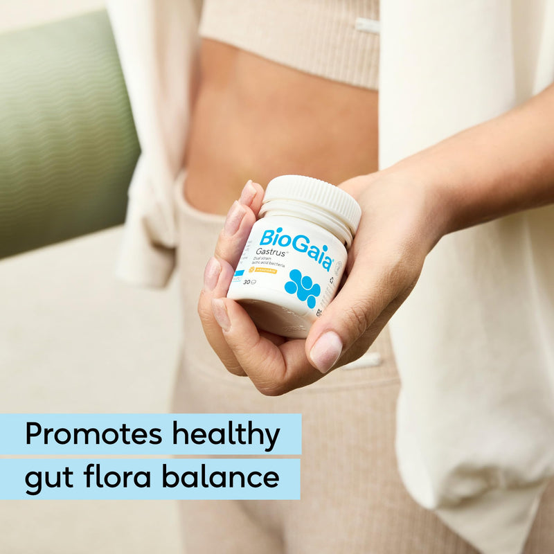BioGaia Gastrus Probiotics for Gut Health | Bacterial Cultures with L. Reuteri to Balance Gut Flora | Dual Strains of Patented Lactobacillus Reuteri | 30 Chewable Supplement Tablets - Mandarin Flavour
