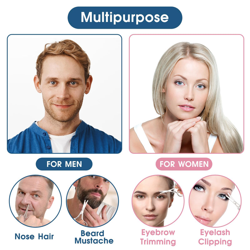 [Australia] - Nose Hair Scissors with Round Tip Beard Scissors Eyebrow Scissors Stainless Steel Rounded Nose Hair Scissors 10 cm Eyebrow Trimmer Silver Ear Hair Scissors for Hair Eyelashes Mustache Nose 