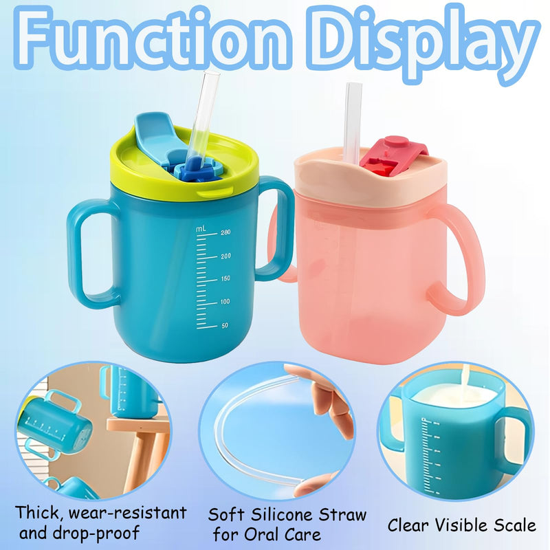 2 Pcs Beakers for Elderly, Non Spill Cups for Elderly, Adult Sippy Cups for The Elderly Non Spill, Drinking Cups for Elderly, Adult Drinking Cup for Elderly, Cups for Elderly People, Drinking Beakers