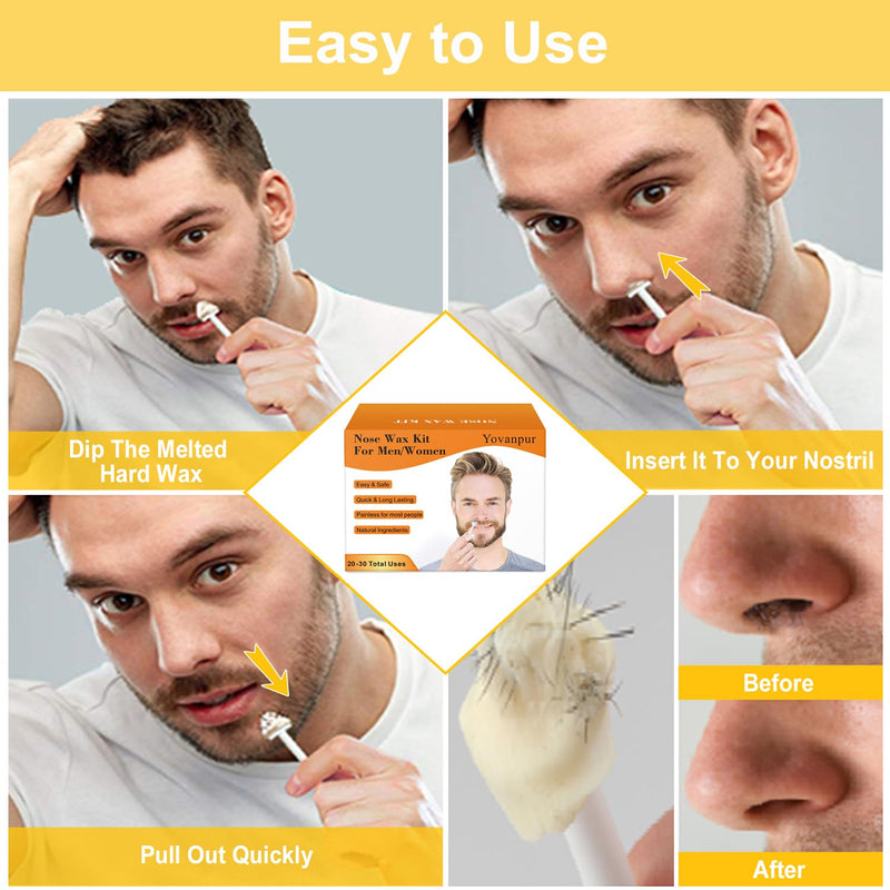 [Australia] - 120g Nose Wax Kit for Men Women, Yovanpur Nose Hair Waxing Kit with More Nose Hair Wax Beads (20-30 USES), 30 Applicator, 15 Mustache Protector, 15 Paper Cups, 1 Measuring Cup - Easy and Quick 120g 
