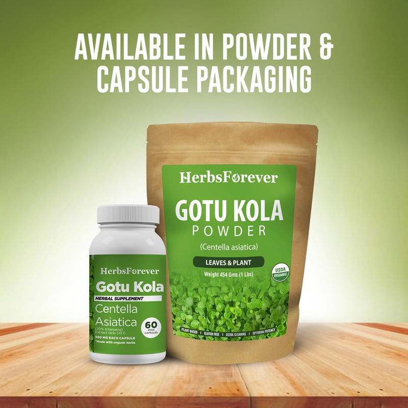 [Australia] - Gotu Kola Powder – Centella asiatica – Reducing Stress – Enhance Memory & Focus – Non GMO, Organic, Vegan – 454 Gms 