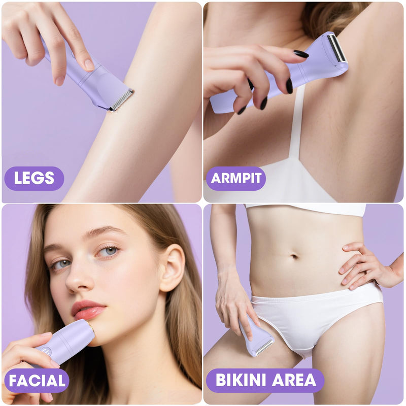 [Australia] - Bikini Trimmer Electric Razors for Women,3 in 1 Body Hair Removal Kit for Face,Pubic,Arm, Leg, Armpit, Bikini Trimmer,Painless IPX6 Waterproof Rechargeable Portable Lady Shavers Wet & Dry Gifts 