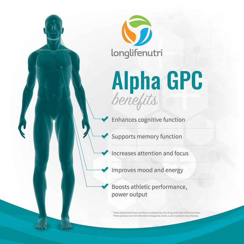 [Australia] - Alpha GPC Choline Supplement 300mg - 180 Vegetarian Capsules | Made In Usa | Cognitive Enhancer Nootropic | Supports Memory & Brain Function | Boosts Focus & Mood | 300 mg Pure Powder Pills Complex 180 Count (Pack of 1) 