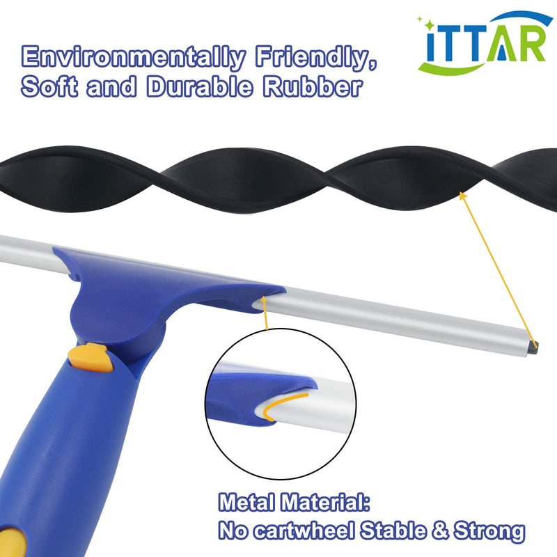 [Australia] - ITTAR Window Cleaner Squeegee,Rotatable Squeegee and Microfiber Scrubber with Extendable 3 Section Stainless Steel Pole,Window Cleaning Tool with 2 Microfiber Pads for Shower Glass Door,Car Windshield 1 Set of Pole 