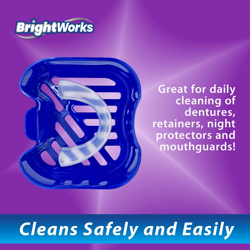 [Australia] - BrightWorks Dental Bath Cleaner Cup Case (3 Pack) for Dentures, Aligners, Retainers, Night Guards, Mouth Guards, Dental Guards, and Dental Appliances. Includes Rinsing Basket, Easy to Use. 