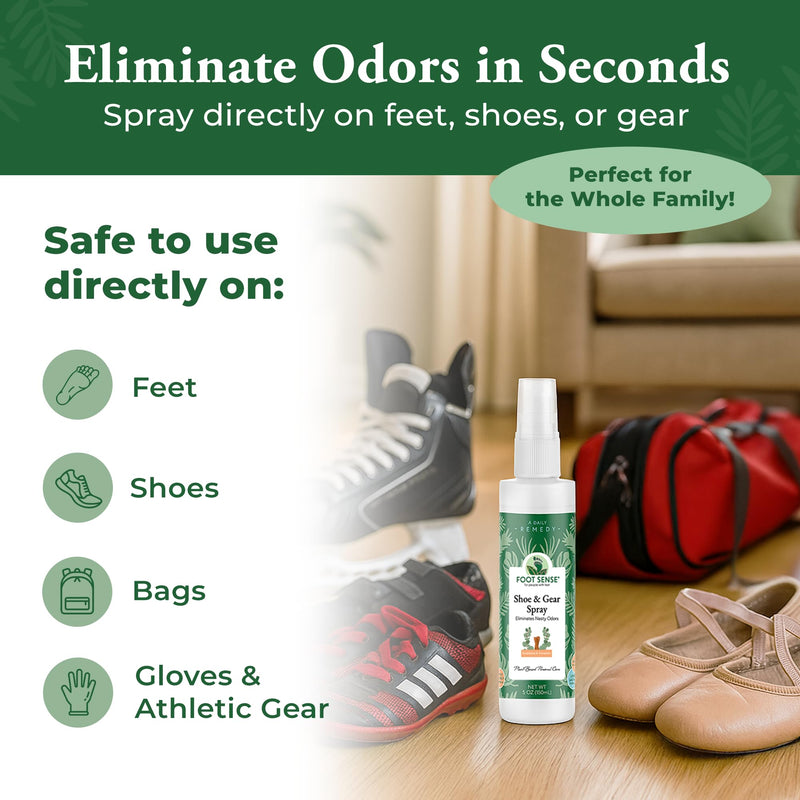 Foot Sense – Shoe Deodorizer & Foot Spray – Natural Foot & Shoe Odor Eliminator for Smelly Feet, Shoes & Sports Gear, Long-Lasting Refreshener for Adults & Kids – 5oz 1