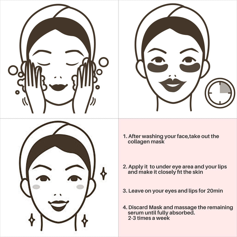 Collagen Lip and Eye Mask Set | 40 Pairs pink and gold