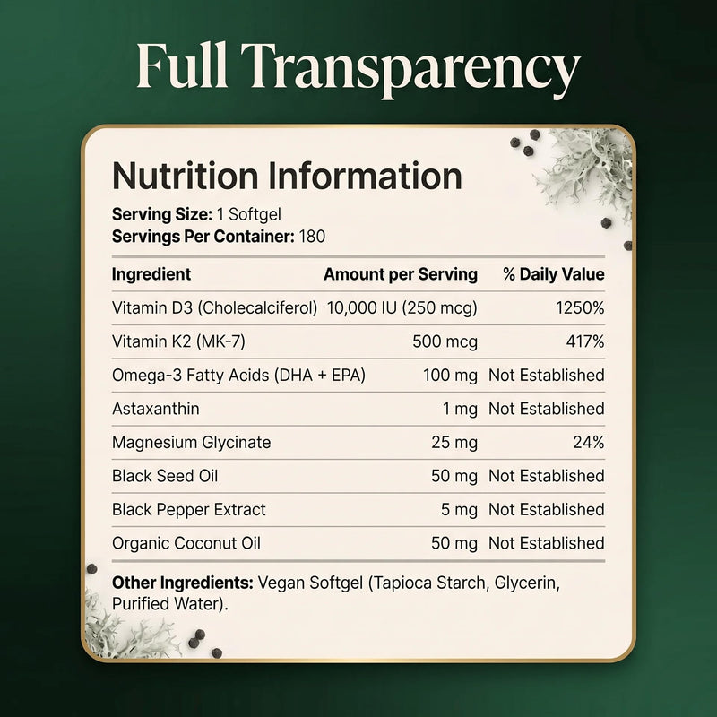 Vitamin D3 K2 10000 IU with 500mcg MK7 (MK-7) - Advanced Formula