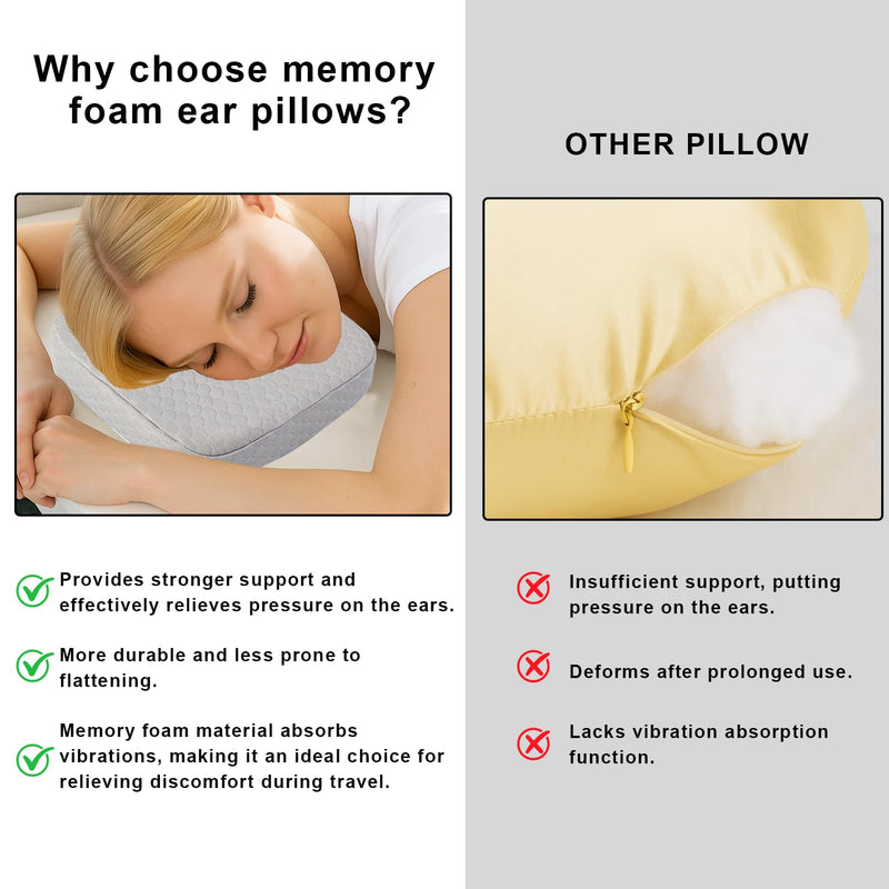 Piercing Pillow for Side Sleepers, Memory Foam Donut Pillow for Ear, Ear Pillows with Holes for Ear Pain, Earring Inflammation Pressure Sores, CNH, Soft and Comfortable Earring Pillow (Gray) Gray