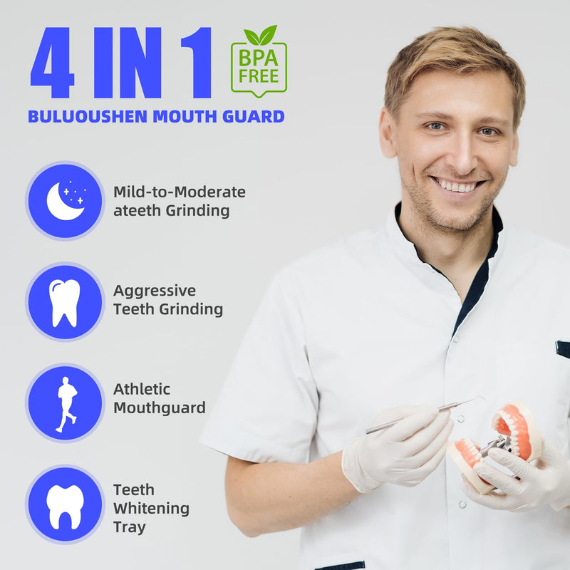 [Australia] - Mouth Guard for Grinding Teeth at Night，buluoushen Night Guard，10 Pack Night Guards for Teeth Grinding，Teeth Grinding Mouth Guard for Sleep,1 Sizes & 1 Travel Case 