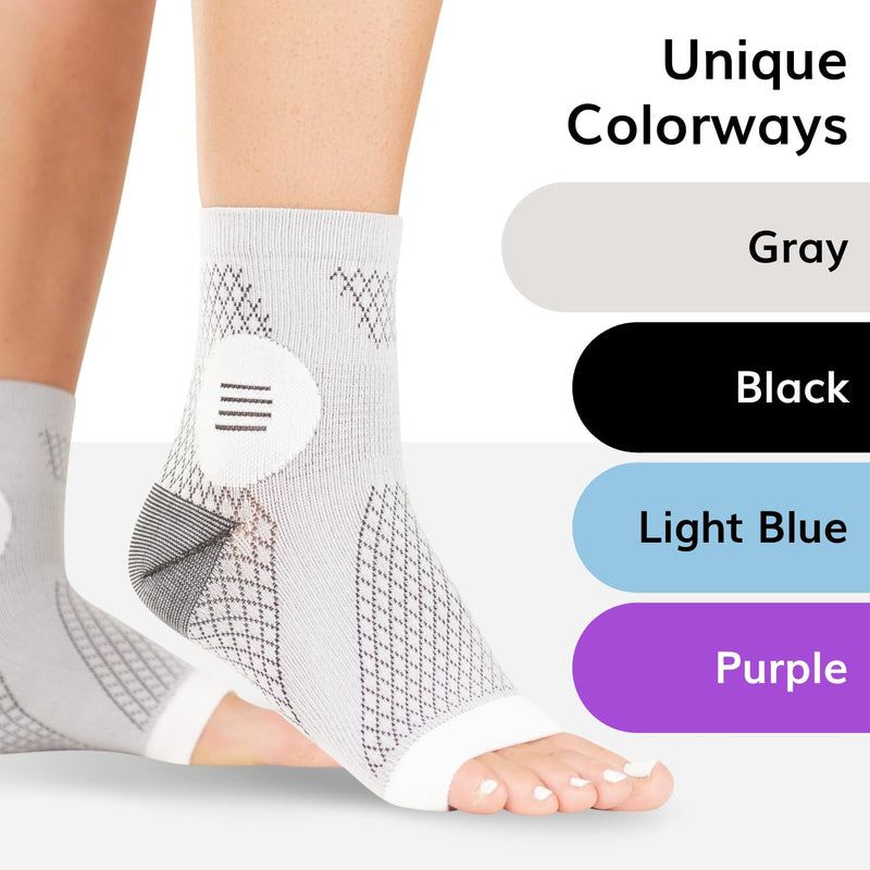 BraceAbility Neuropathy Socks (3 Pairs) - Multipack Peripheral Compression Diabetic Toeless Foot Sleeves for Nerve Damage in Feet, Ankle Gout, Plantar Fasciitis Relief for Men and Women (M - Gray) Medium Gray - Standard - 3 Pairs