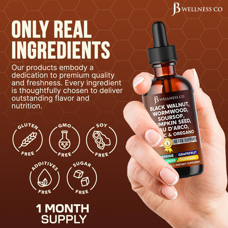 [Australia] - Wormwood Black Walnut Cleanse for Humans Drops Liquid Soursop Garlic Pumpkin Seed PAU D'Arco Oil of Oregano Turmeric Berberine Neem Extract Hull Bark Tincture - 4 oz 