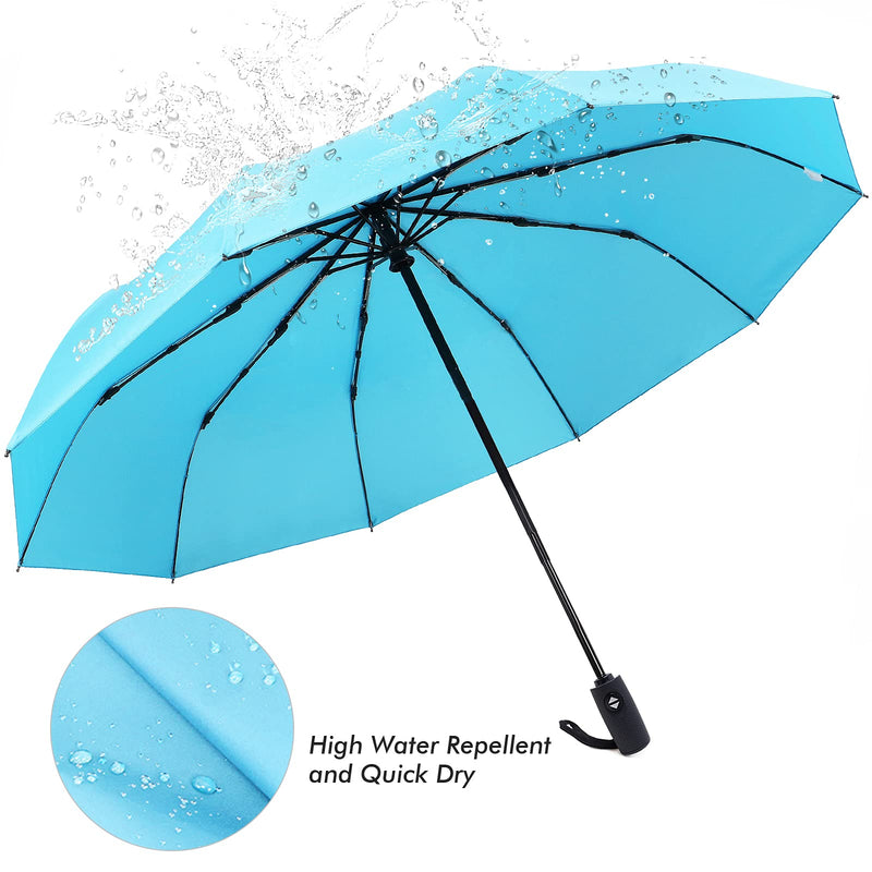 ZOMAKE Travel Umbrella Compact - 10 Ribs Portable Collapsible Umbrellas for Rain Windproof - Paraguas Automatic Small Folding Umbrella Lightweight Packable Umbrella for Women Men - Purple&Light Blue