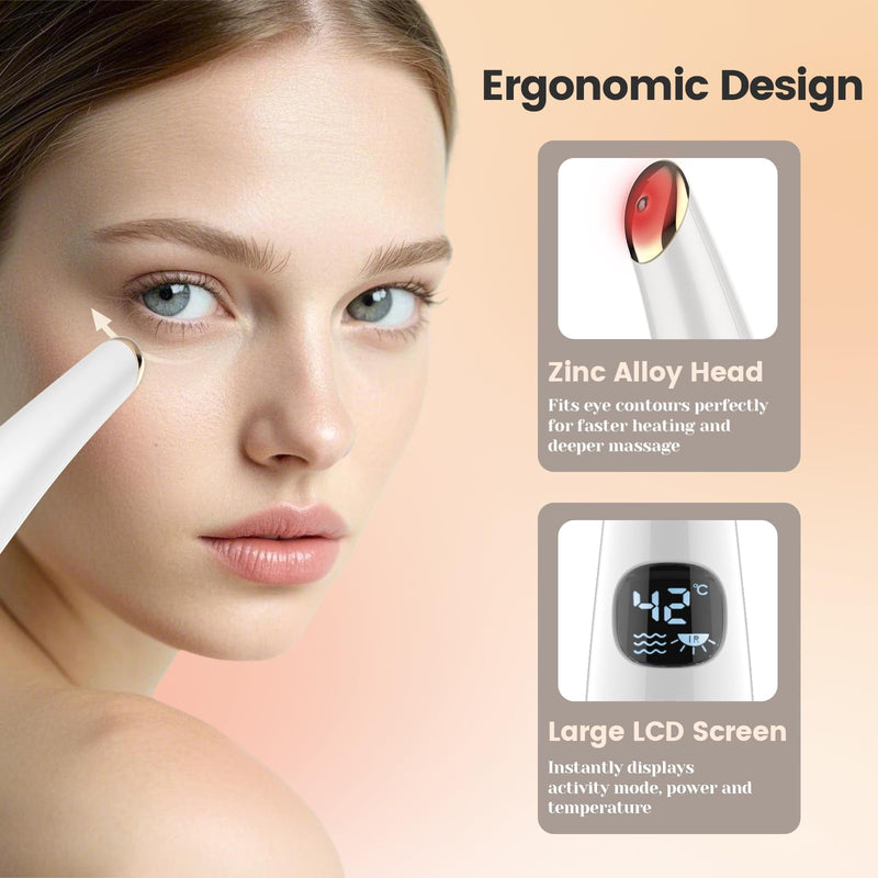 Eye Lift Wand, 3 Modes Eye Massager Wand, Eye Massager for Dry Eyes, Dark Circles and Puffiness, Eye Lifting Device for Fine Lines, White