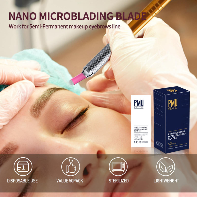 [Australia] - 50Pcs Professional Microlading Needles 0.18mm Diameter Disposable Manual Eyebrow Blades Tattoo Neddles Permanent Makeup Supplies Microblading Kits (16 U) 16 U 
