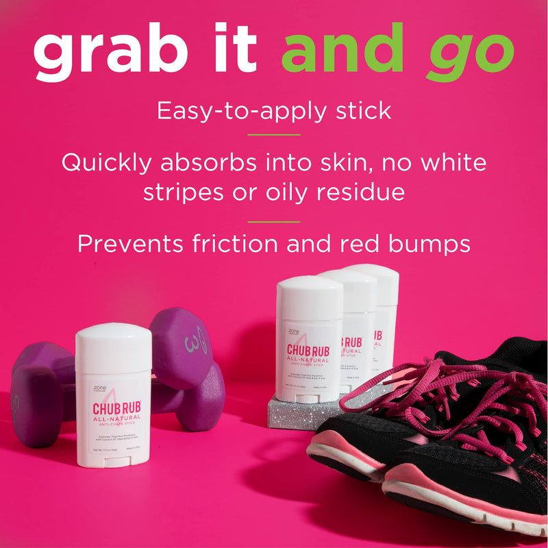 [Australia] - Zone Naturals 2 Pack Chub Rub Stick - All Natural Anti Chafing Stick - Friction Defense Stick - Anti Chafe Stick Reduces Rubbing and Irritation - 1.5 Ounce 1.5 Ounce (Pack of 2) 