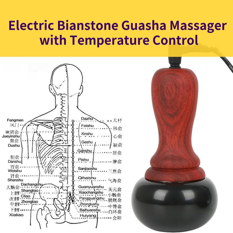 [Australia] - Hot Stones for Massage, Electric Body Massager with Temperature Control, Natural Bian Stone Gua Sha Scraping Massager for Home SPA Relaxation Treatment Pain Relief A 