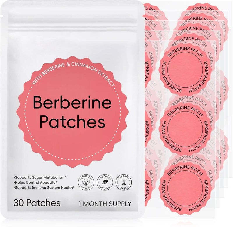 Berberine Patches | Appetite Management & Berberine Support | Plant-Based Formula for Women and Men | 60 Transdermal Patches (60)