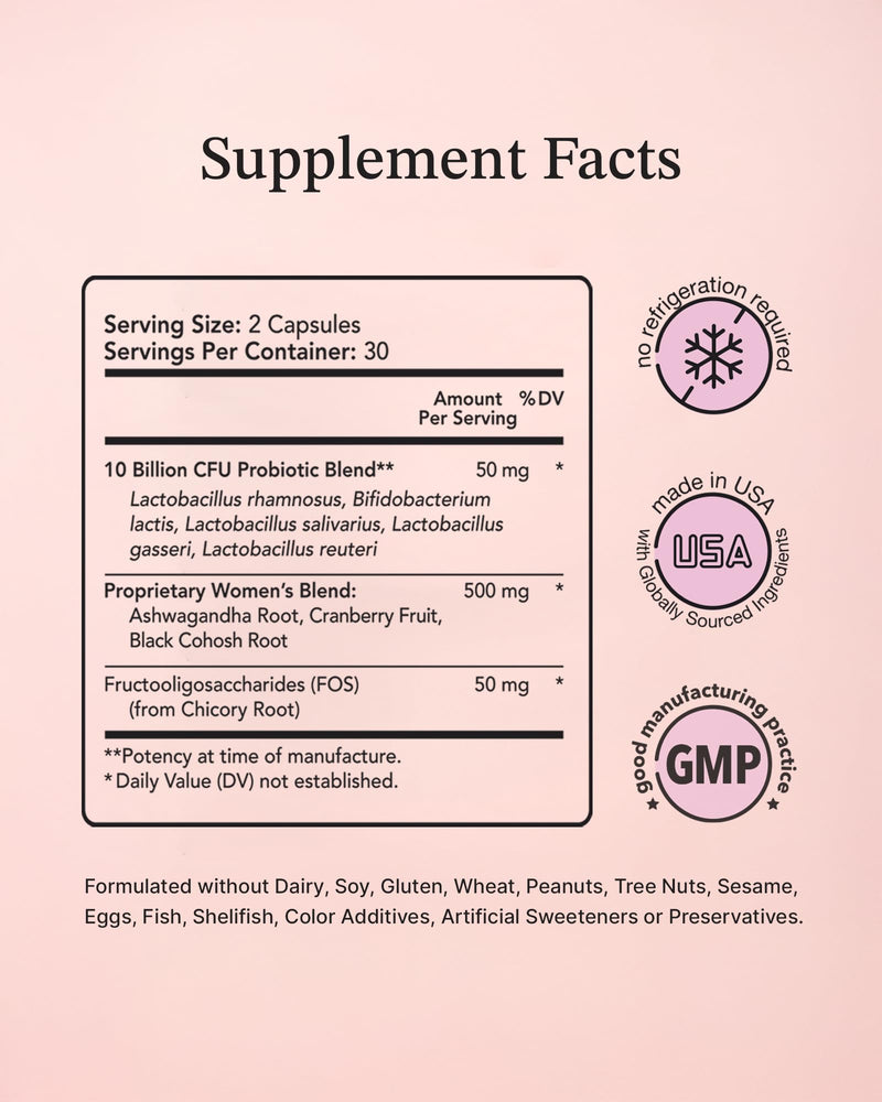 [Australia] - Vitamin Bounty Women's Pro-Daily Vaginal Probiotics - 10 Billion CFU, 5 Strains with Cranberry for Female Vaginal Health - Probiotics for Women pH Balance - Digestive & Urinary Support - 60 Capsules 60 Count (Pack of 1) 