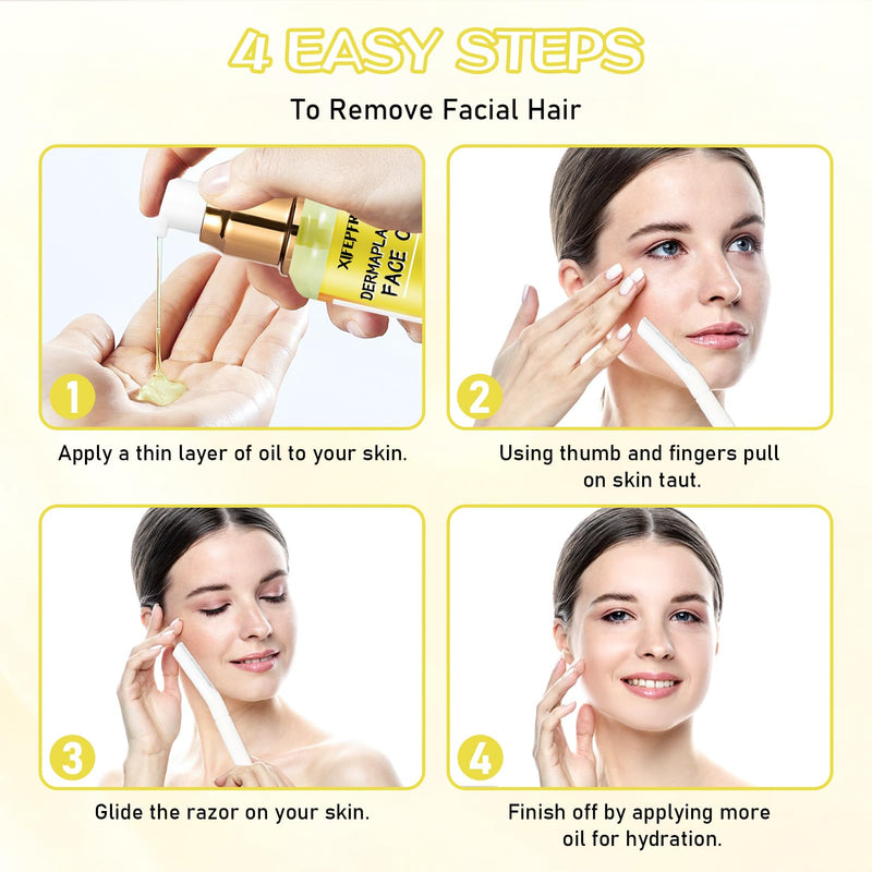 [Australia] - Dermaplaning Kit, Dermaplane Oil with Dermaplaning Tools, Shave Oil for Women, Softens Area Pre Shave & After Shave, Use with Face Razor, Face Shaver, Eyebrow Razor, Microblade 