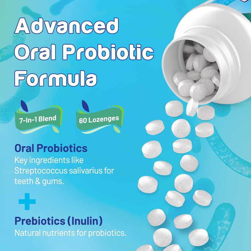 Joiavvy Oral Probiotics 11 Billion CFU, 7-in-1 Dental Probiotic, Fast-Dissolving Lozenges for Fresh Breath & Healthy Gums, Sugar-Free, Natural Mint Flavor (60 Count (Pack of 1)) 60 count (Pack of 1)
