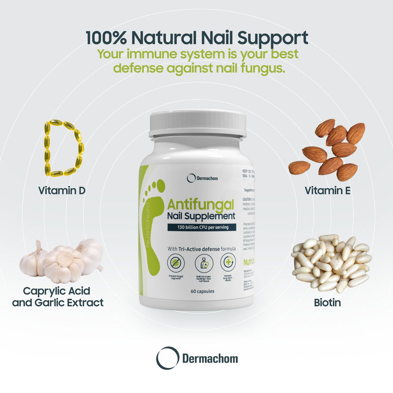 Nutrichom Probiotic Fungal Nail Cleaner Supplement – Fights Fungus & Supports Healthy Nails with Vitamins & Natural Ingredients – 60 Capsules